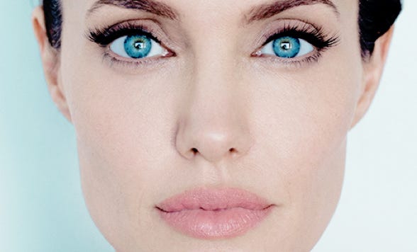 Celebrity actress Angelina Jolie close up of face beauty