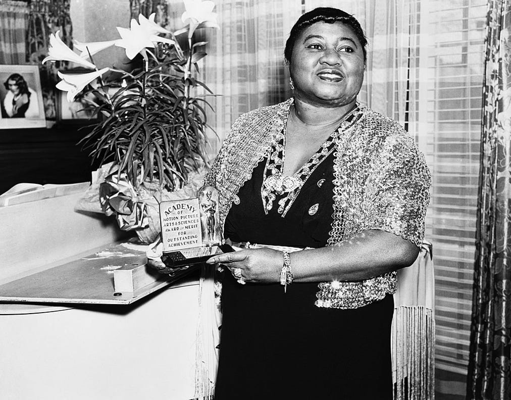 Famous classic black Hollywood actress Hattie McDaniel, with Oscar for Gone With The Wind