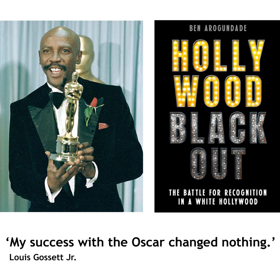 Hollywood Blackout Oscar history book - famous black celebrity Academy Award-winners - Lou Gossett Jr.