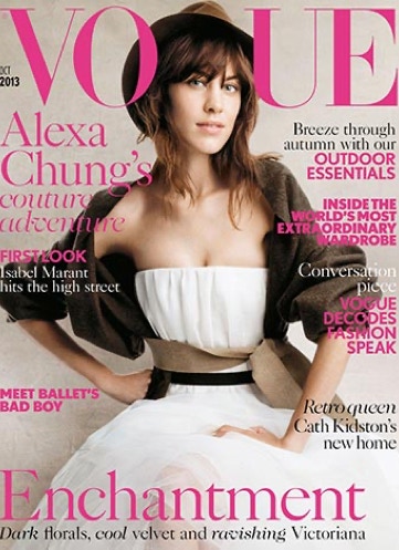 Alexa Chung graces the cover of 'Vogue'.